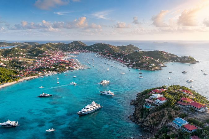 Aerial view of Gustavia harbour, Saint-Barthélemy