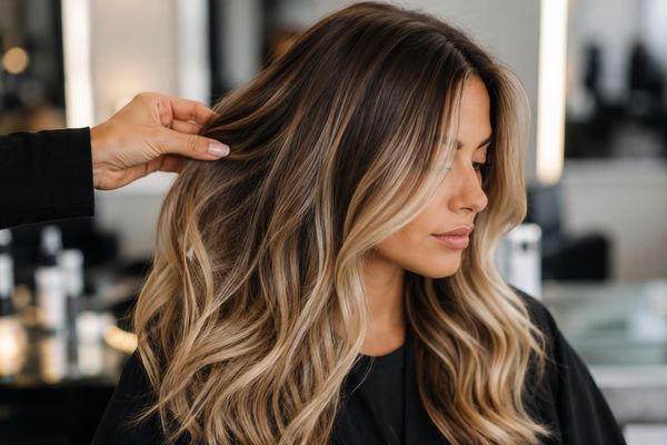 Balayage colouring and natural waves